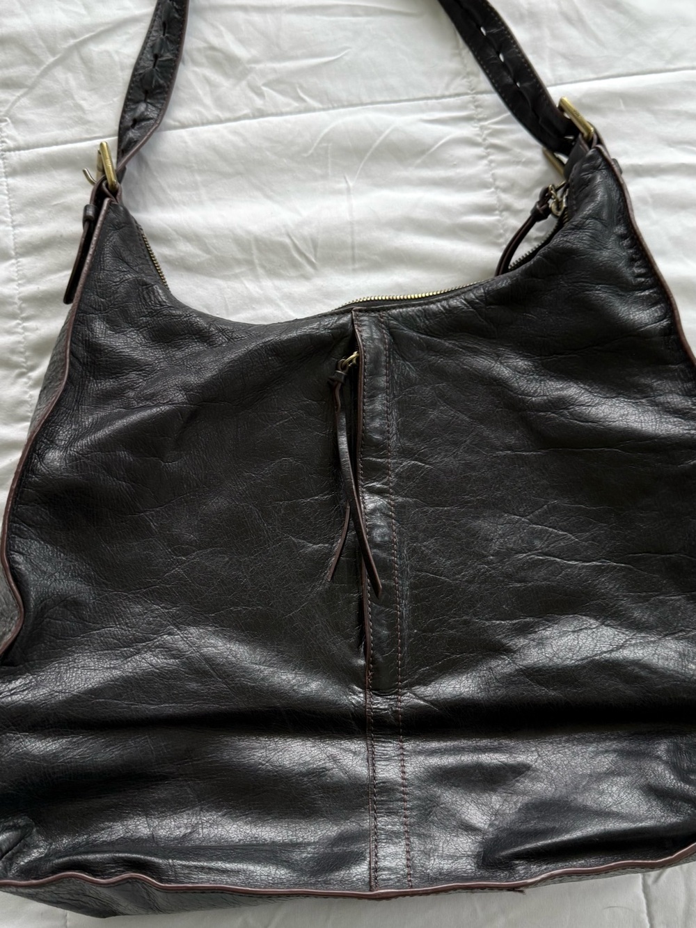 HOBO Black Leather Slouchy Hobo Bag